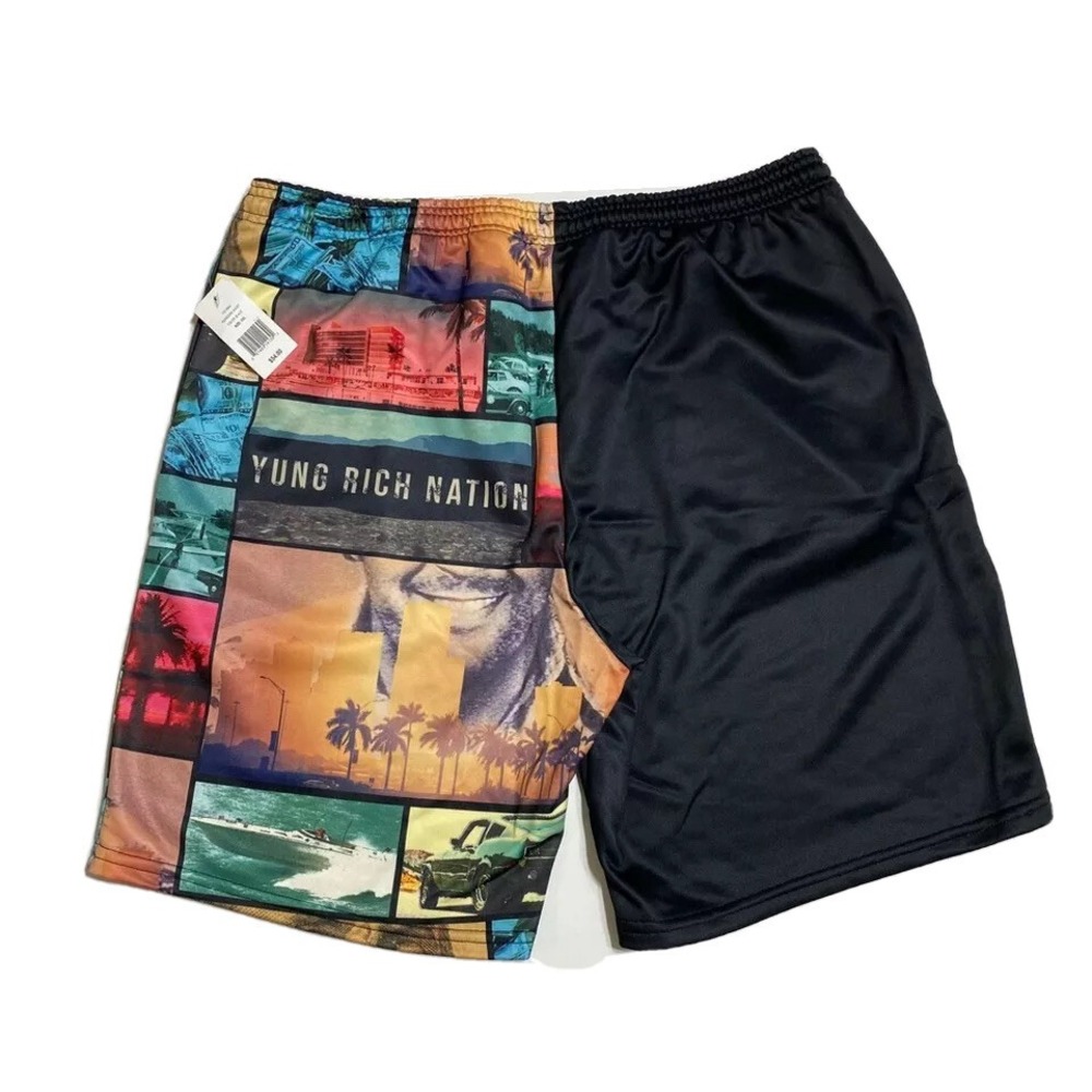 Yung Rich Nation Mens Shorts 2XL Rionegro Black Scenic Drawstring Elastic NWT - Picture 4 of 7